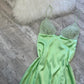 Light Green Shiny Vintage Elegant Spaghetti Strap Satin Maxi Dress Sequined Rhinestone Ball Gown Evening Dress Party Dress gh4301