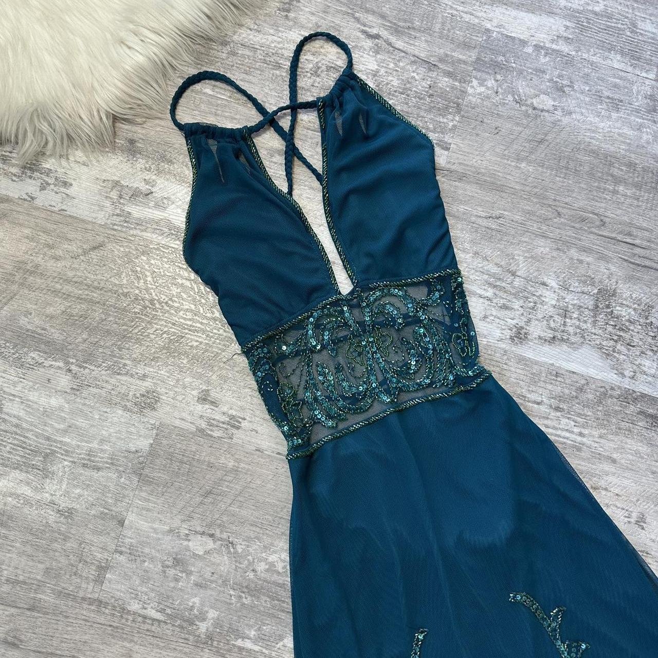 Magnifique robe de soirée longue en mousseline de soie, bleu sarcelle, avec perles exquises, robe de bal, robe de fête d'anniversaire, gh3808