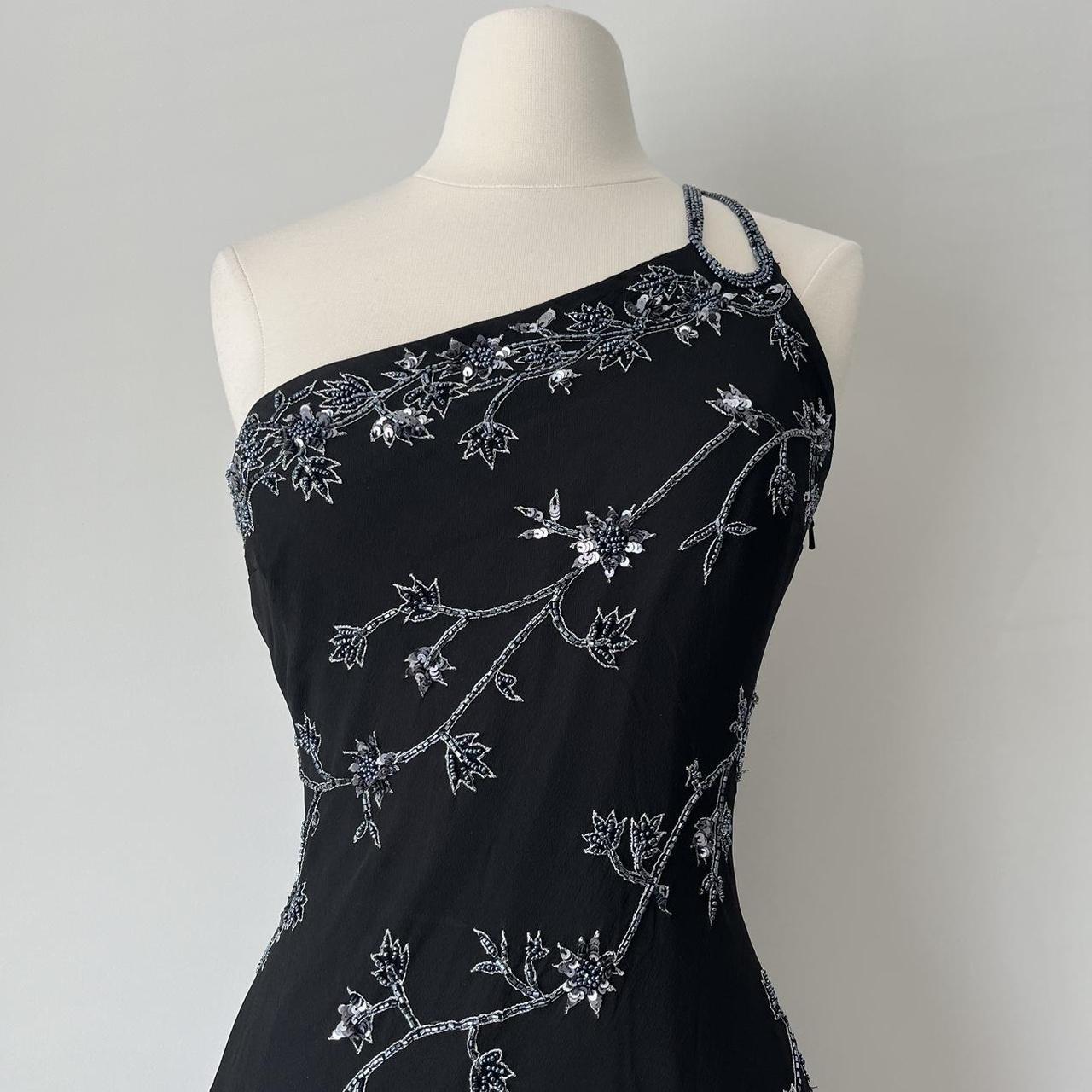 Black and Silver Vintage Gorgeous Elegant Exquisite Beaded Long Chiffon Sequin Asymmetric Skirt Dress Homecoming Dress Prom Dress Evening Dress Party Dress gh4123