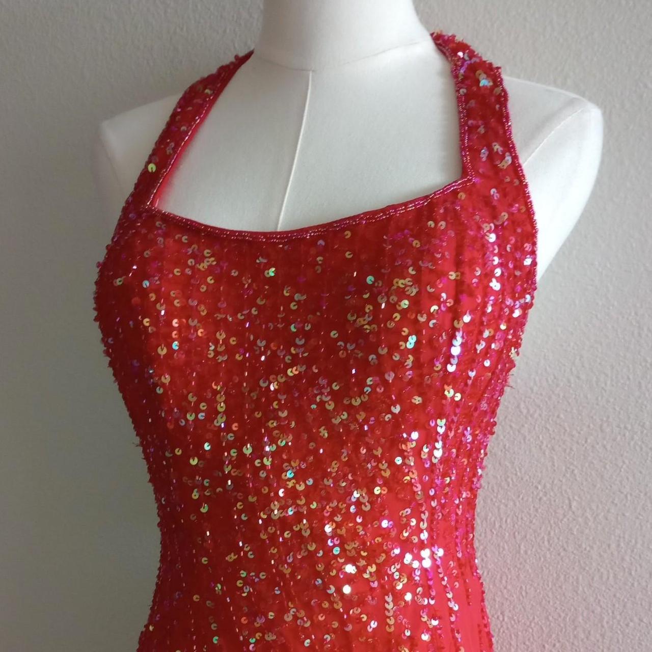 Robe de soirée longue et élégante en mousseline de soie, rouge, brillante, élégante, exquise, bretelles perlées, pompon, volants, robe de bal, robe de soirée, gh3571