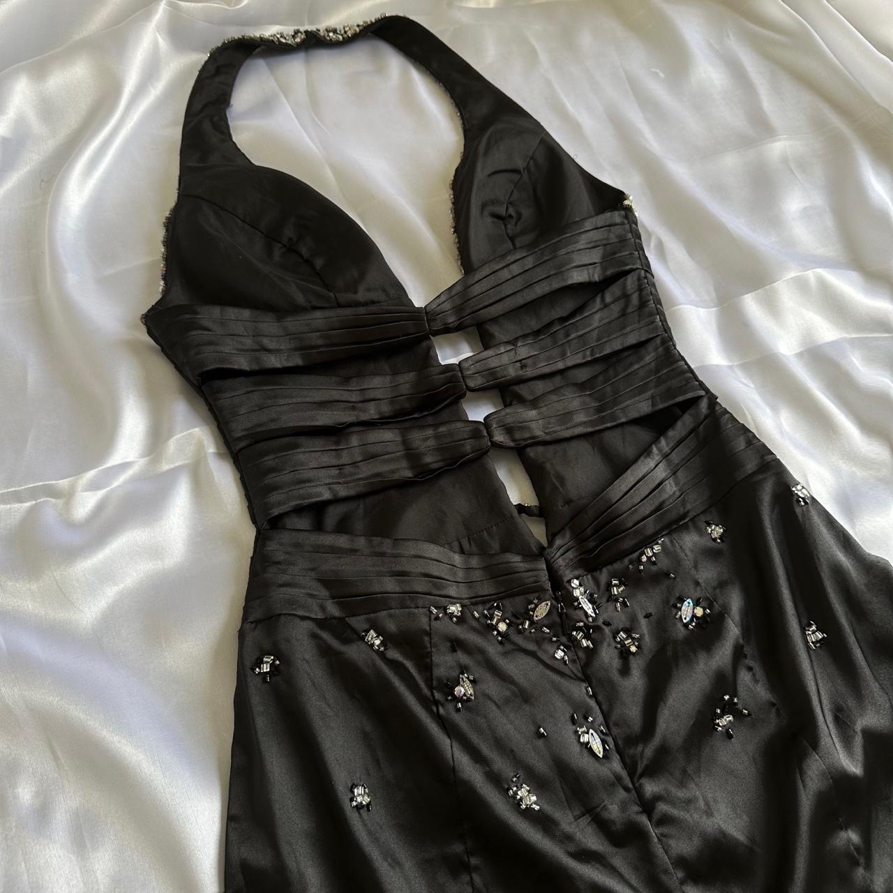 Schwarzes, wunderschönes Vintage-Mode-Elegantes, exquisites, perlenbesetztes Spaghettiträger-Lang-Satin-Ballkleid, Abendkleid, Geburtstagspartykleid, Abschlussballkleid gh3640