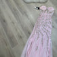 Light pink y2k gorgeous exquisite beaded long chiffon halter real beautiful silver floral sequin wedding guest dress date dress graduation dress vintage prom dress fairy dress 2000s dress homecoming dress gh4519