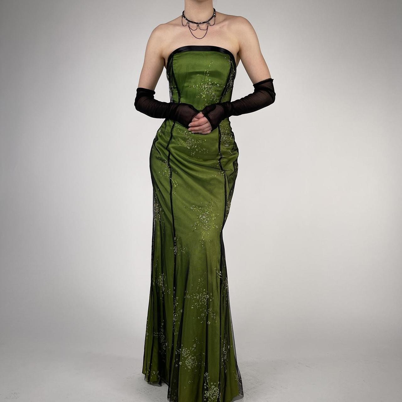 Green Fashion Retro Elegant Exquisite Floral Corset Long Chiffon Tulle Ball Gown Evening Dress Party Dress Prom Dress gh3712