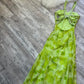 Belle robe longue vert clair à paillettes florales, robe de bal vintage des années 90, robe longue Y2K, robe de fée, robe d'invité de mariage, robe de retour gh4516