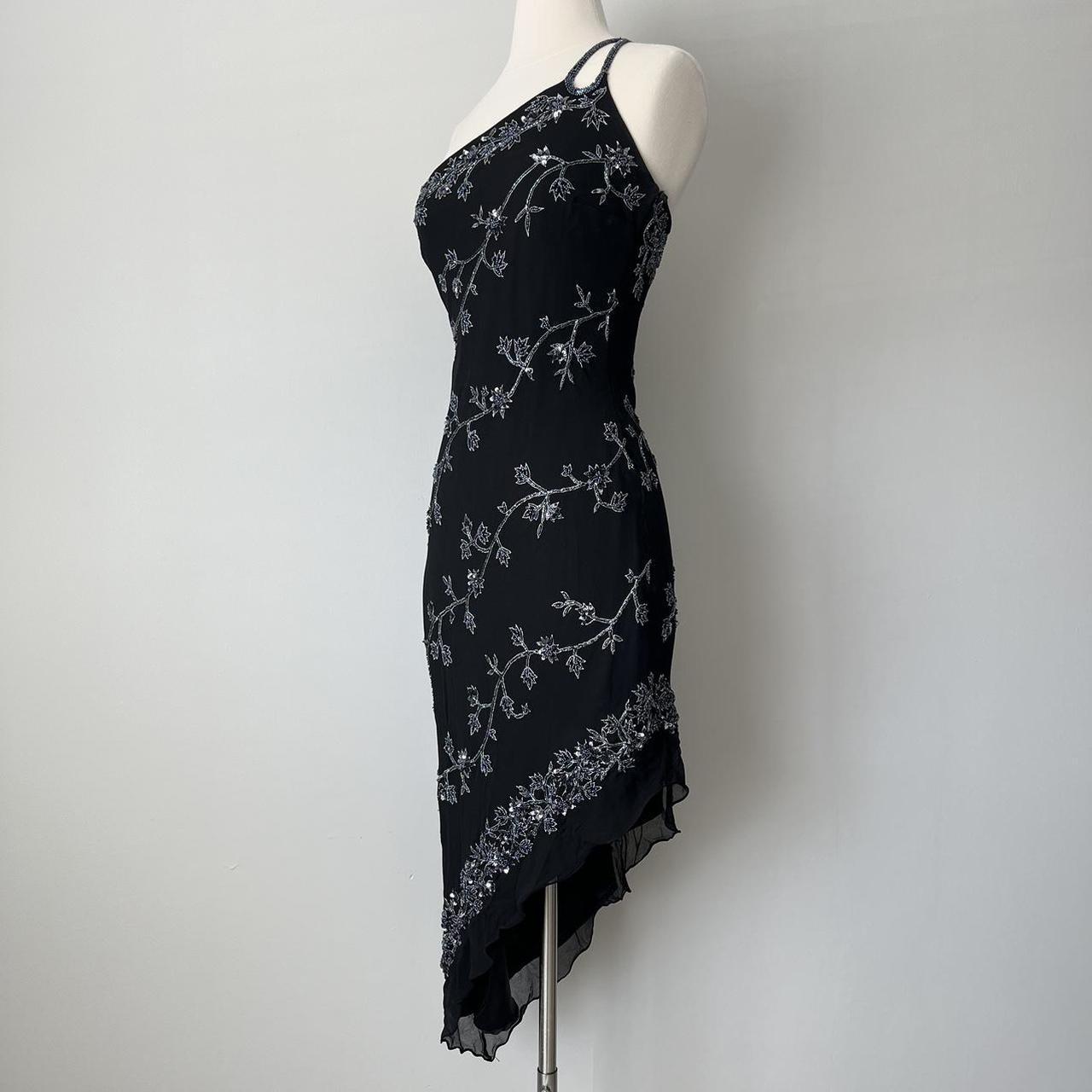 Black and Silver Vintage Gorgeous Elegant Exquisite Beaded Long Chiffon Sequin Asymmetric Skirt Dress Homecoming Dress Prom Dress Evening Dress Party Dress gh4123