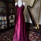 Girlhomeshops--Vintage Burgundy wine red long satin fairy dress prom dress gh5542