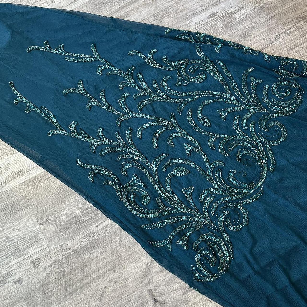 Magnifique robe de soirée longue en mousseline de soie, bleu sarcelle, avec perles exquises, robe de bal, robe de fête d'anniversaire, gh3808