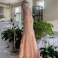 girlhomeshops--long prom Gorgeous Peach Pink Gown With Delicate Beading And Floral Appliques gh5596
