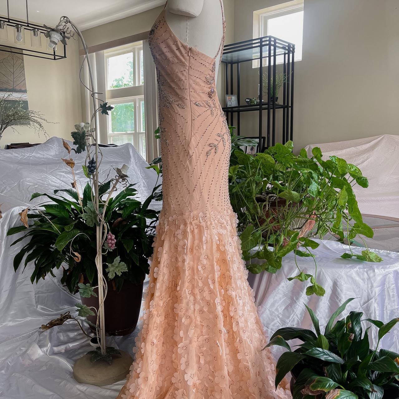 girlhomeshops--long prom Gorgeous Peach Pink Gown With Delicate Beading And Floral Appliques gh5596