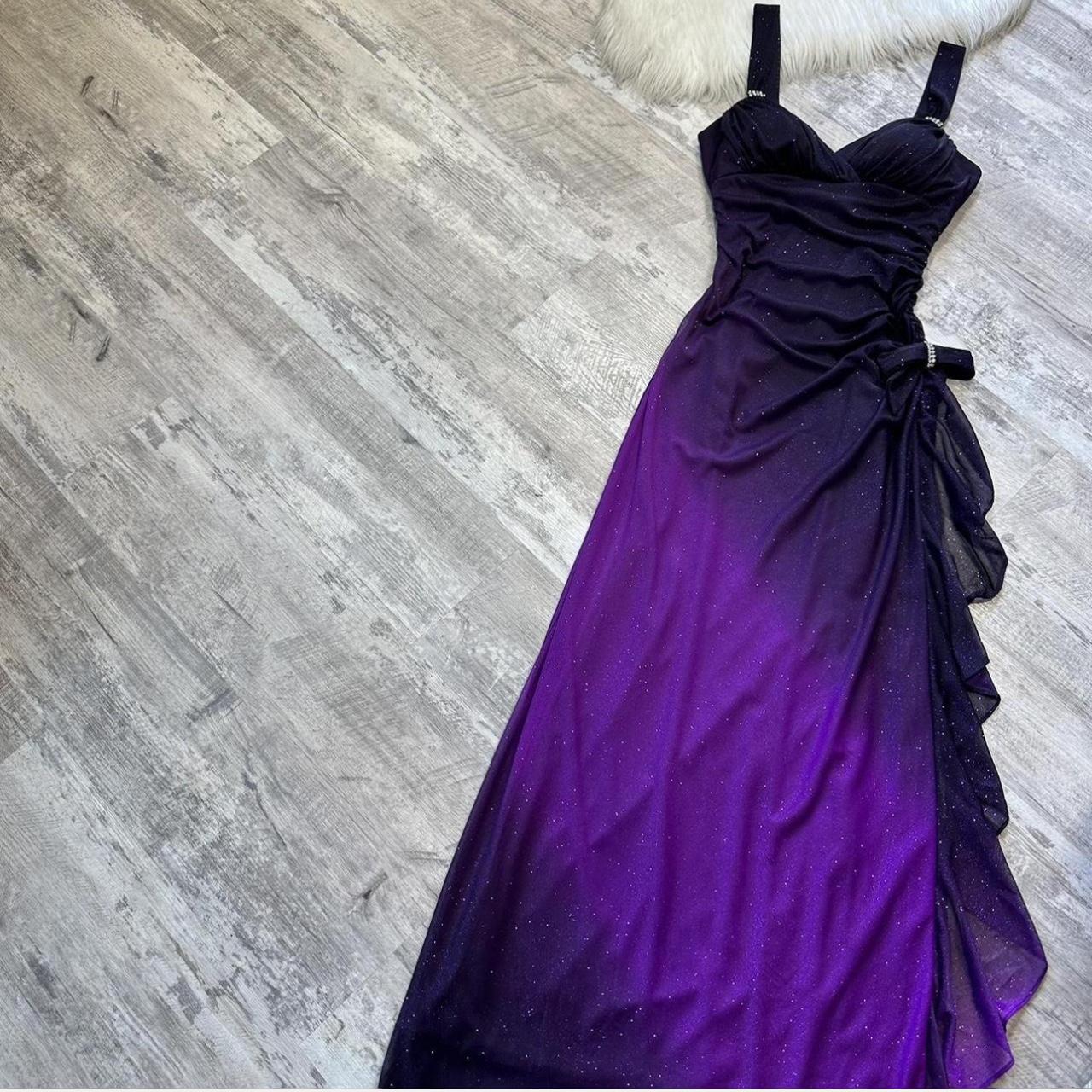 Purple Shiny Fashion Gradient Elegant Long Chiffon Ball Gown Evening Dress Birthday Party Dress Fairy Dress Homecoming Dress Wedding Guest Dress Prom Dress gh3811