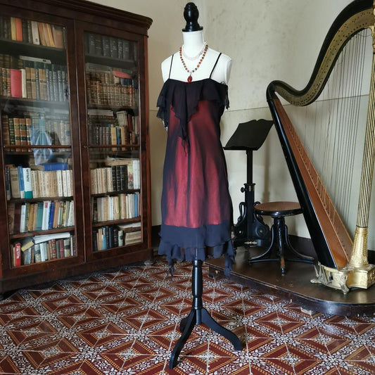 Girlhomeshops – Vintage Burgunderrotes kurzes/mittellanges Tüll-Heimkehrkleid gh5536
