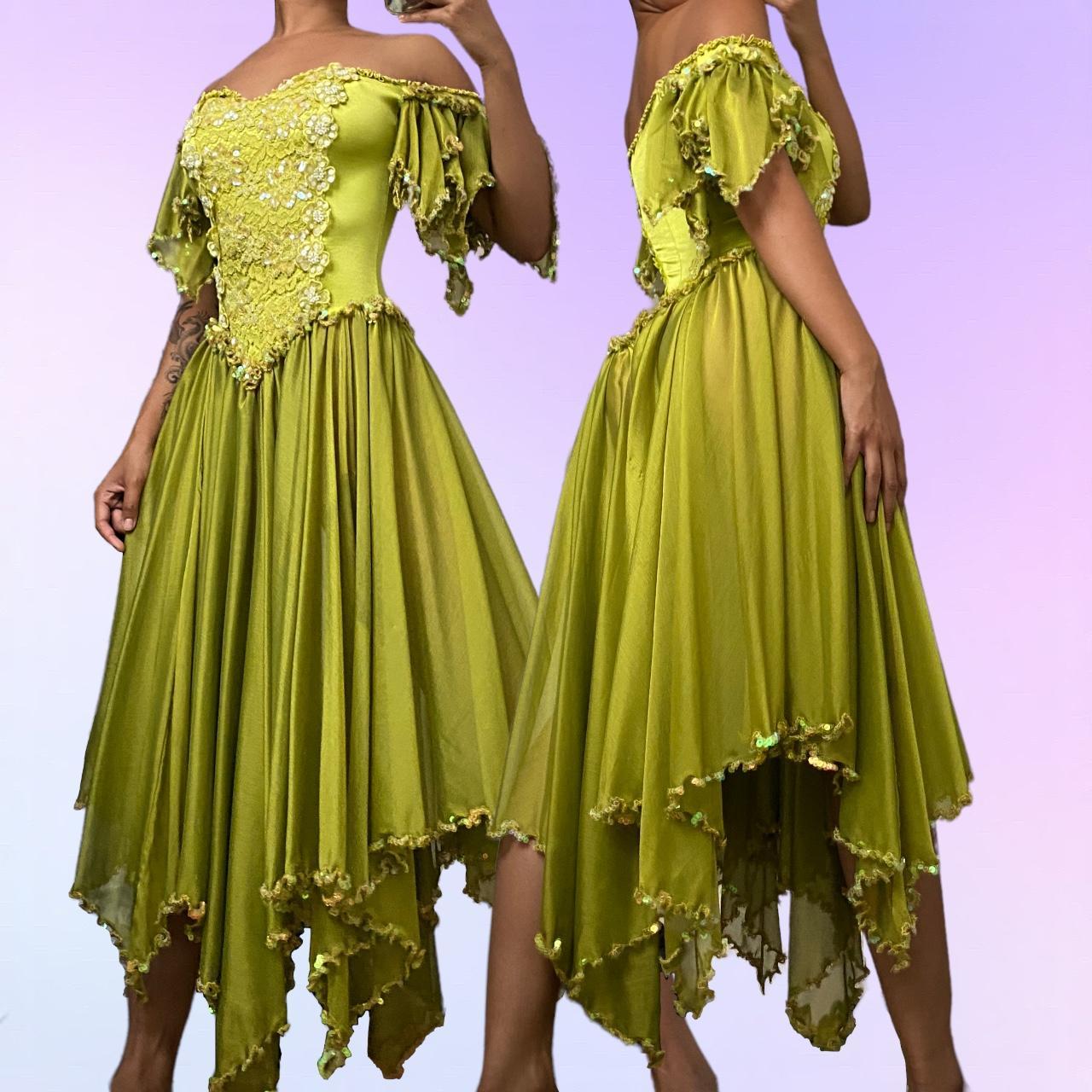 Robe de soirée longue en satin vert à fleurs et paillettes, tenue de bal, gh4855