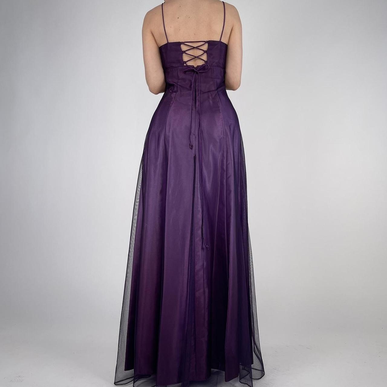 Purple Elegant Beautiful Exquisite Floral Beading Vintage A-Line Spaghetti Strap Long Satin Tulle Ball Gown Evening Dress Birthday Party Dress Prom Dress gh3909