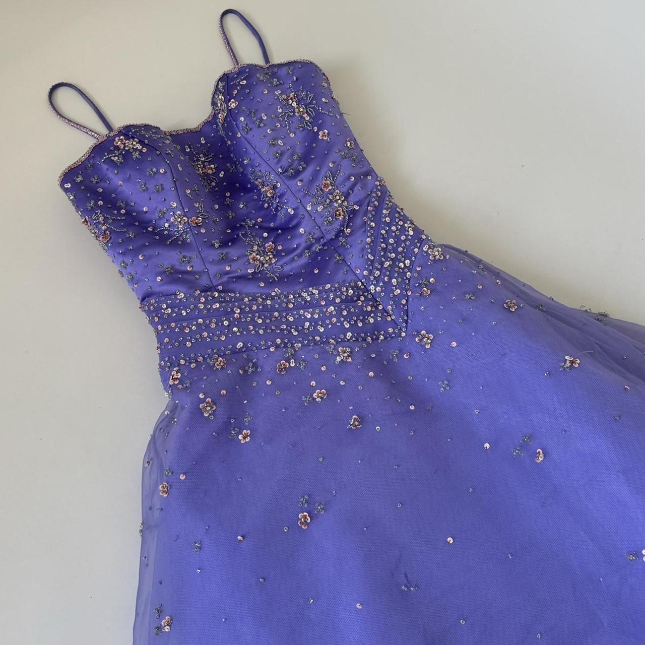 girlhomeshops – Lila, exquisites, perlenbesetztes, langes Tüll-Ballkleid, Abschlusskleid, gh5644