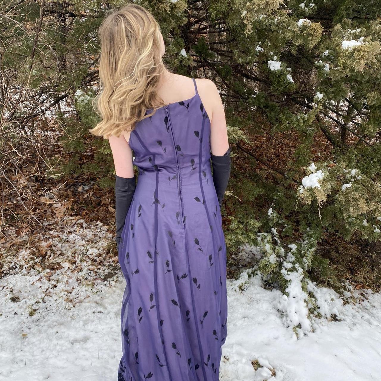 Purple Elegant Exquisite Floral Spaghetti Strap Long Tulle Floor Length Ball Gown Evening Gown Party Dress Prom Dress gh3736