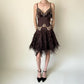 Girlhomeshops-Brown Beaded Floral Short Satin Homecoming Dress Birthday Party Dress gh5085
