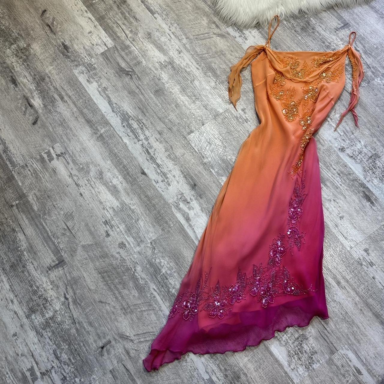 Orange Gradient Fashion Exquisite Beaded Long Tulle Ball Gown Evening Dress Party Dress gh3184