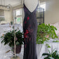 girlhomeshops--90s Retro Black And Red Floral Unique Exquisite Hand-Beaded Chiffon Long Prom Dress gh5594
