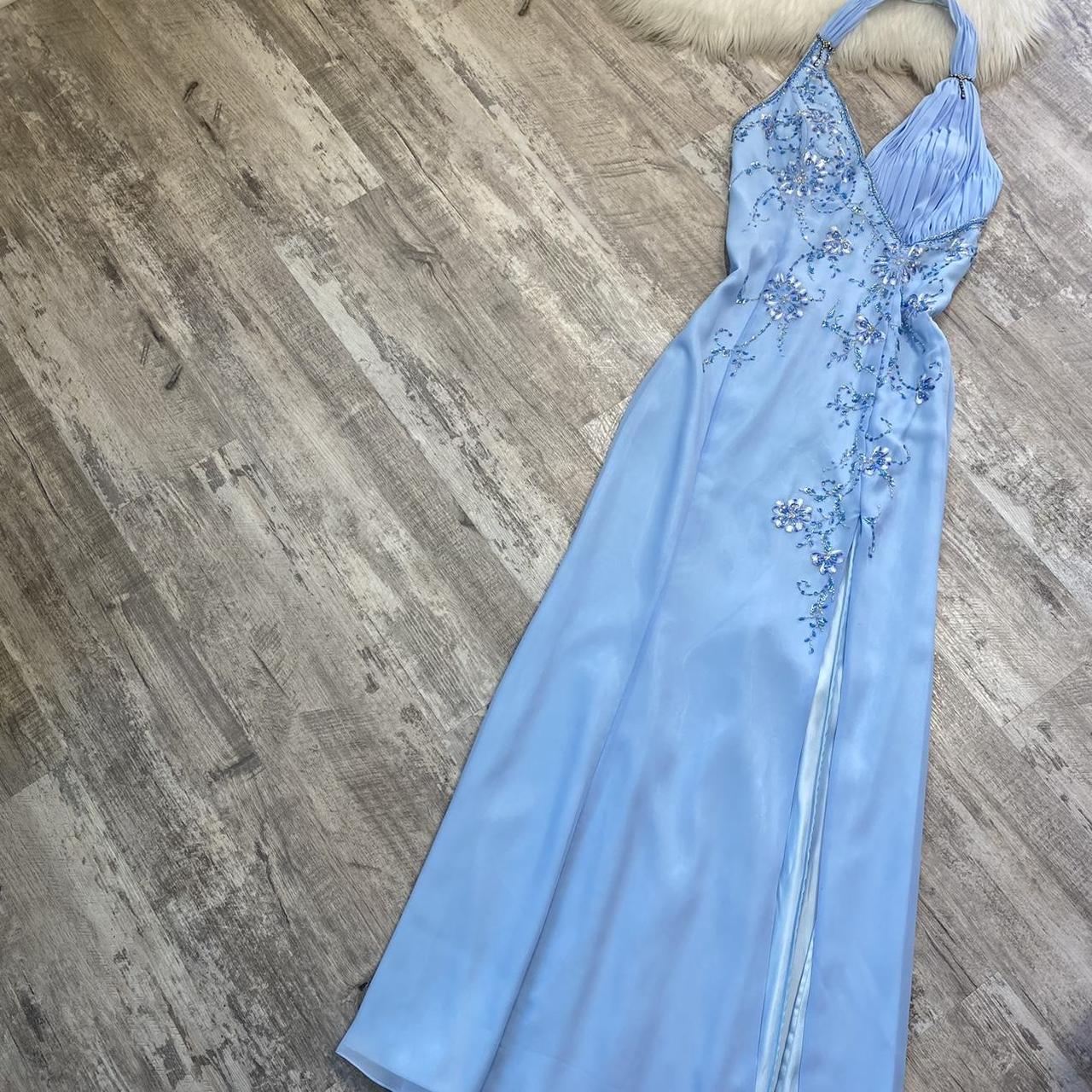 Belle robe de soirée en mousseline de soie bleu clair, robe de bal, robe de soirée, robe de bal, robe de fête d'anniversaire, robe de soirée ...