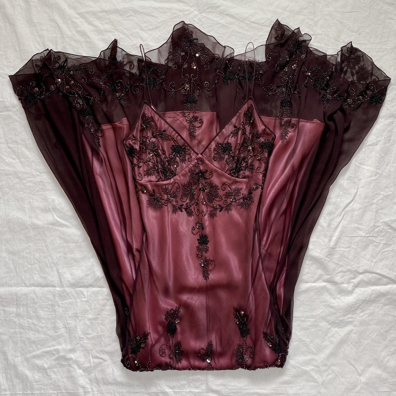 Robe de soirée longue en mousseline de soie rouge foncé, élégante, charmante et exquise, avec perles, gh3552