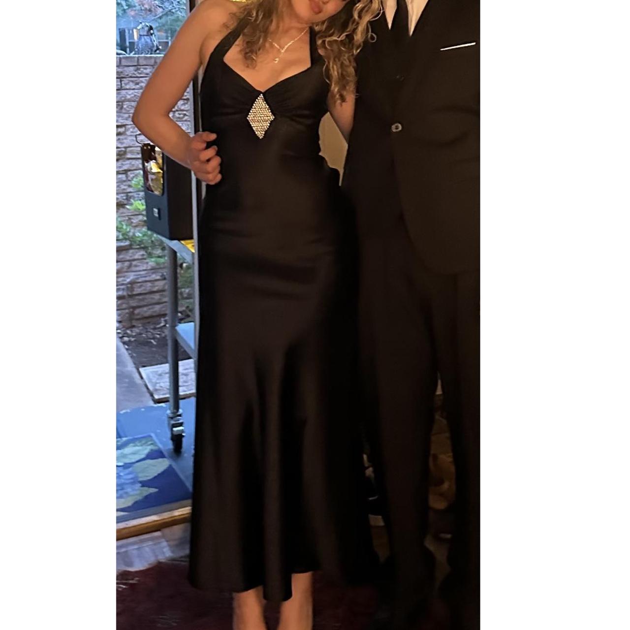 Black Fashion Retro Exquisite Rhinestone Elegant Sexy Suspender Long Satin Prom Dress Evening Dress Birthday Party Dress Prom Dress gh3804