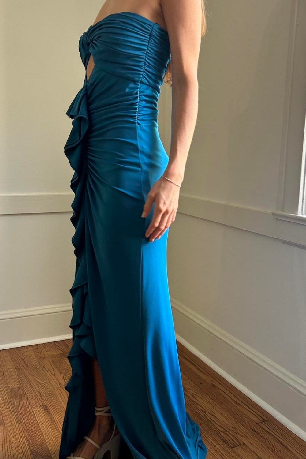 girlhomeshops-NEW ELEGANT AND SIMPLE DARK BLUE FASHION DRESS Gh6331