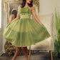 Yellow Green Vintage Elegant Sweet Delicate Floral Appliqué Suspender Cake Dress Puffy Skirt Short Knee Length Prom Dress Evening Dress Homecoming Dress gh3672