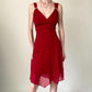 Red Chiffon Knee Length Short Homecoming Dress Birthday Party Dress gh4593
