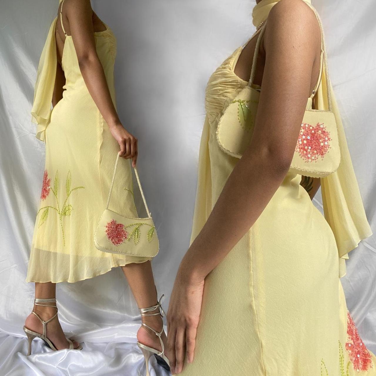 Gelb mode neckholder floral perlen lange elegante chiffon ballkleid abendkleid gh3285