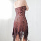 Vintage Peach and Brown Floral Beaded Fairy Short Homecoming Dress Prom Dress Evening Dress Party Dress gh4298