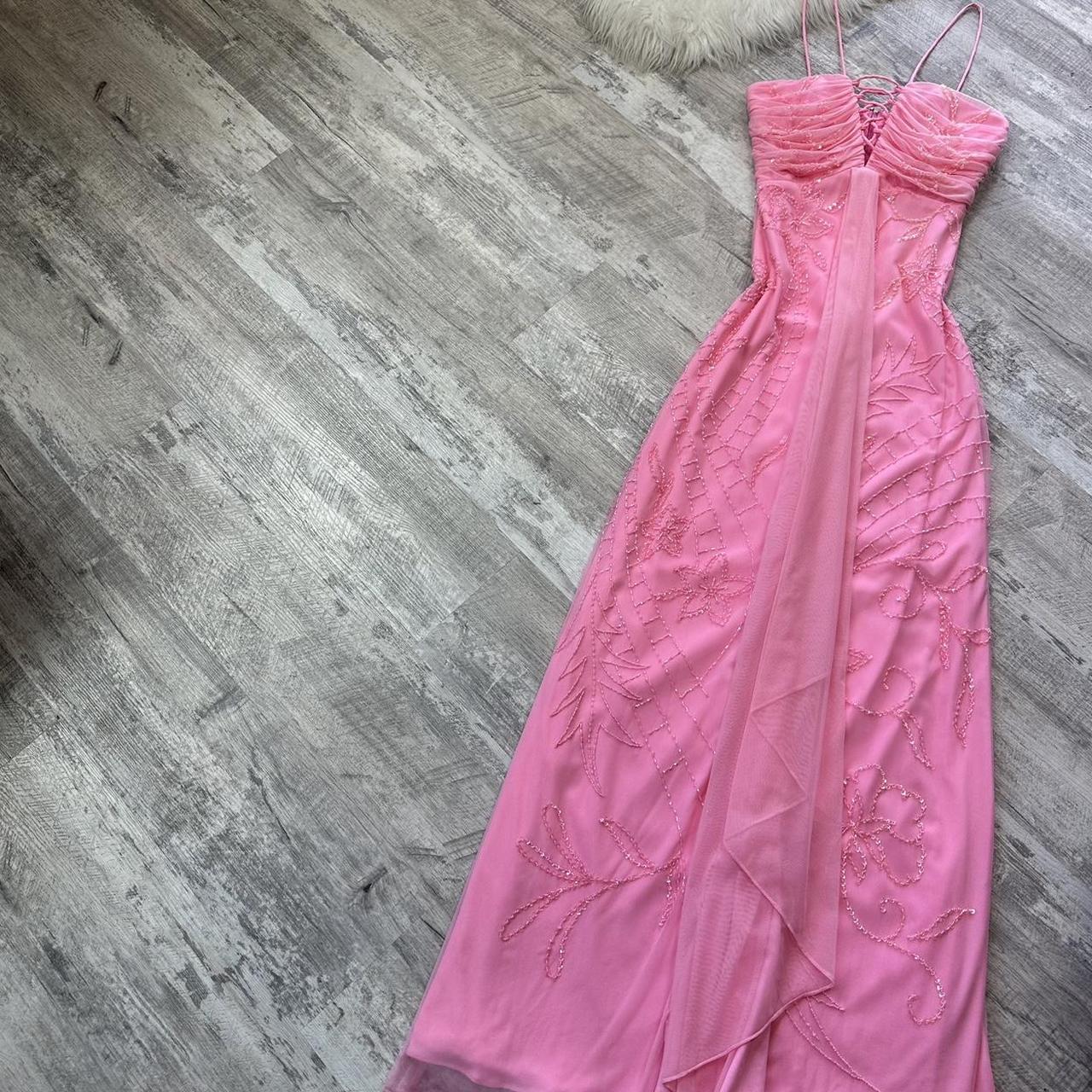 Jolie robe longue fluide à paillettes irisées rose pâle, robe de bal vintage à paillettes, robe Y2K, robe de fée, robe Barbie, robe de retour, robe d'invité de mariage des années 2000 gh4514