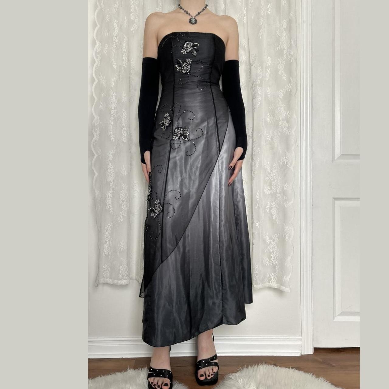 Black Vintage Fashion Gradient Exquisite Floral Beading Long Tulle prom dress Evening Gown Party Dress gh3602