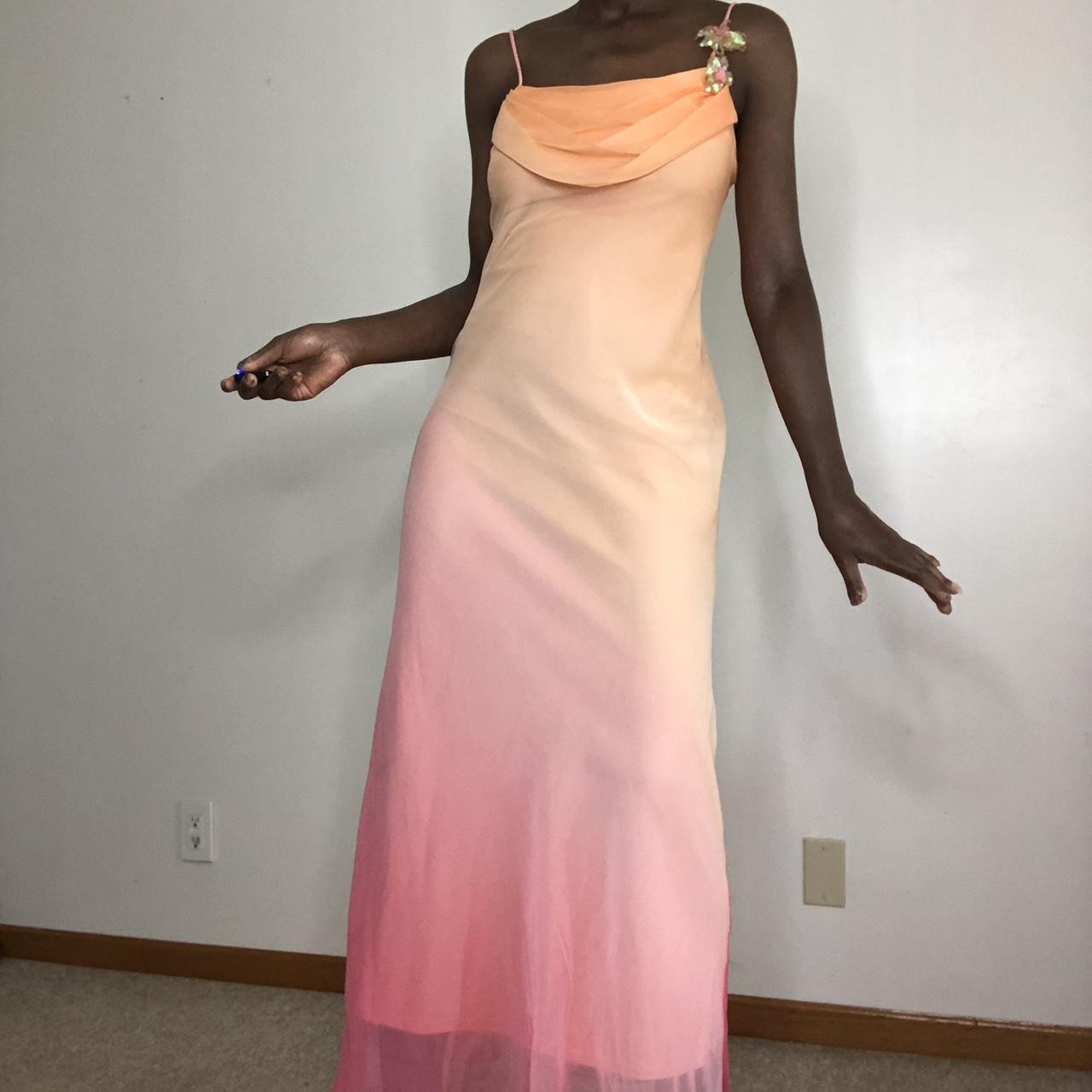 Pink orange fashion gradient long formal Prom dress evening dress party dress gh4903