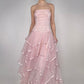 Girlhomeshops-$169.00 Pink multi-layered fashionable and elegant long tulle ball gown evening dress graduation dress gh5142