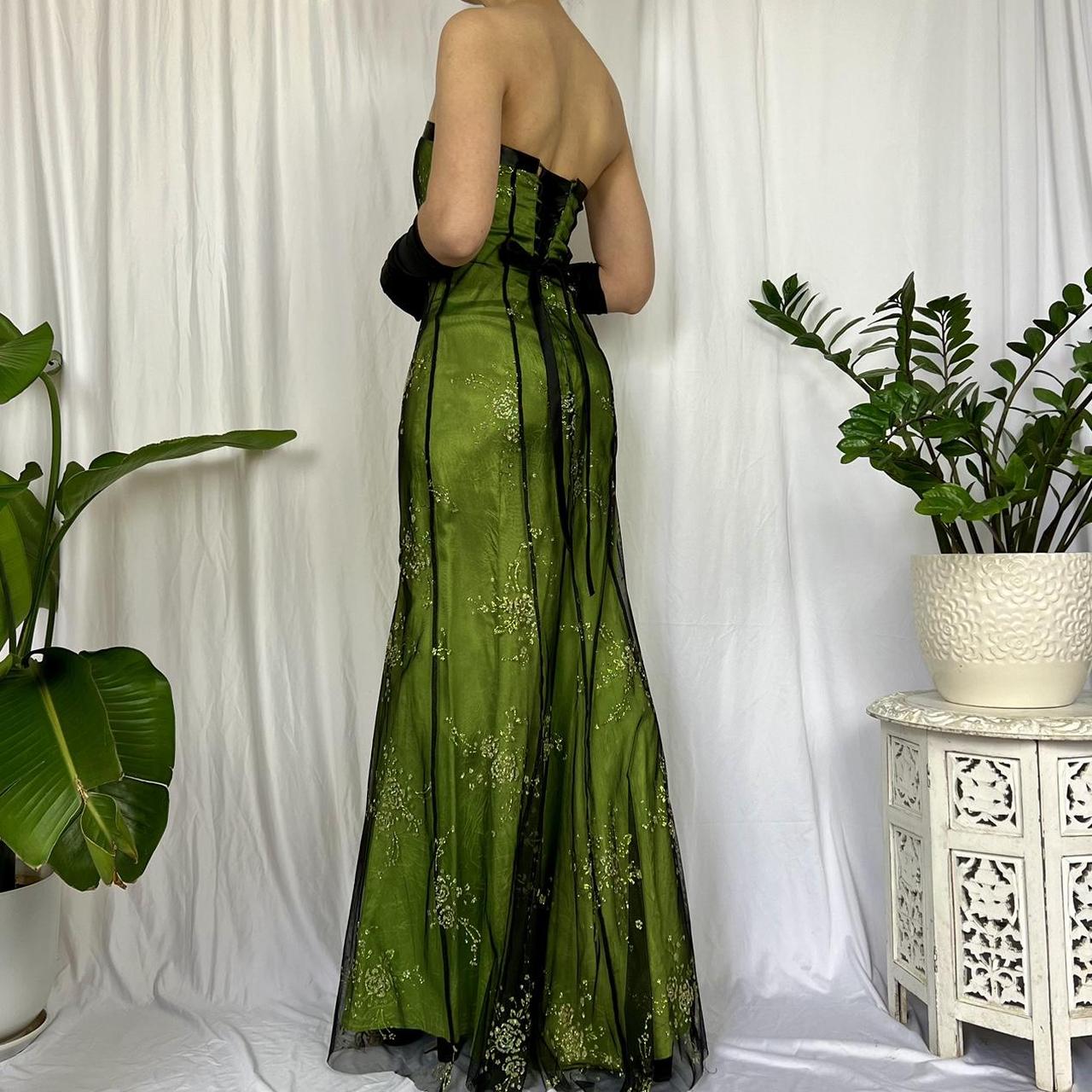 Green Fashion Retro Elegant Exquisite Floral Corset Long Chiffon Tulle Ball Gown Evening Dress Party Dress Prom Dress gh3712