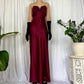 Burgundy Red Gorgeous Retro Fashion Rhinestone Gown Sweetheart Neck Long Satin Ball Gown Evening Gown Party Dress Prom Gown gh3715