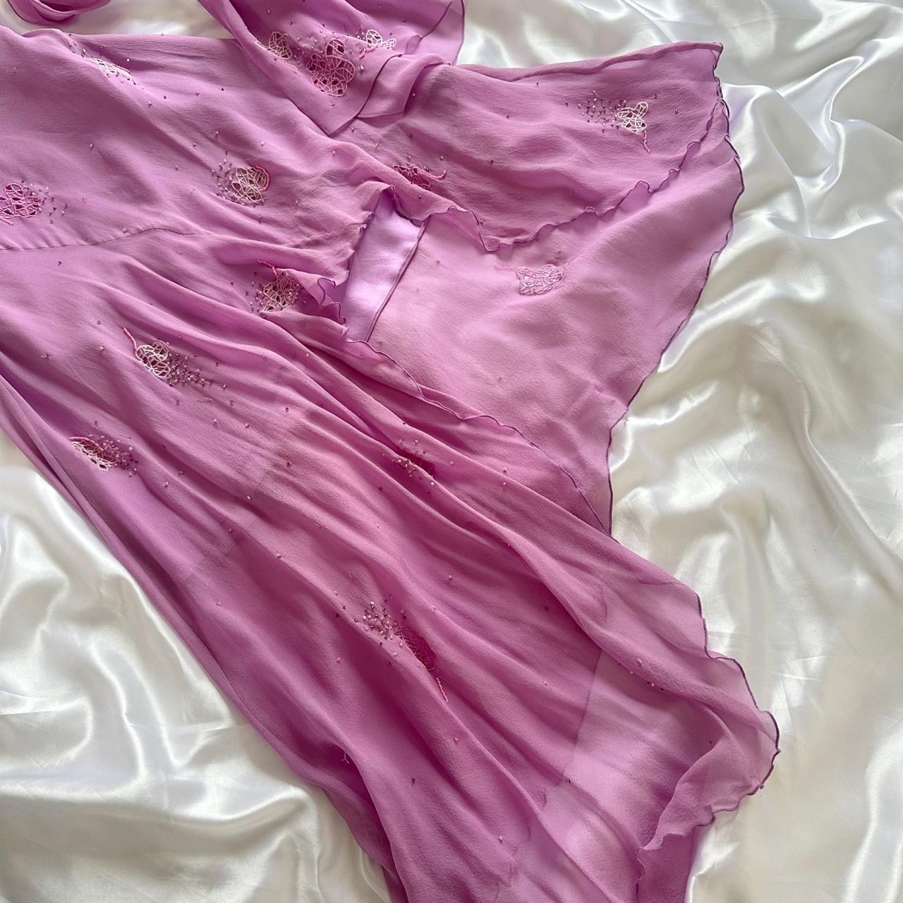 Robe de soirée longue en mousseline de soie, élégante et exquise, sans bretelles, rose et violet, à la mode, gh3476