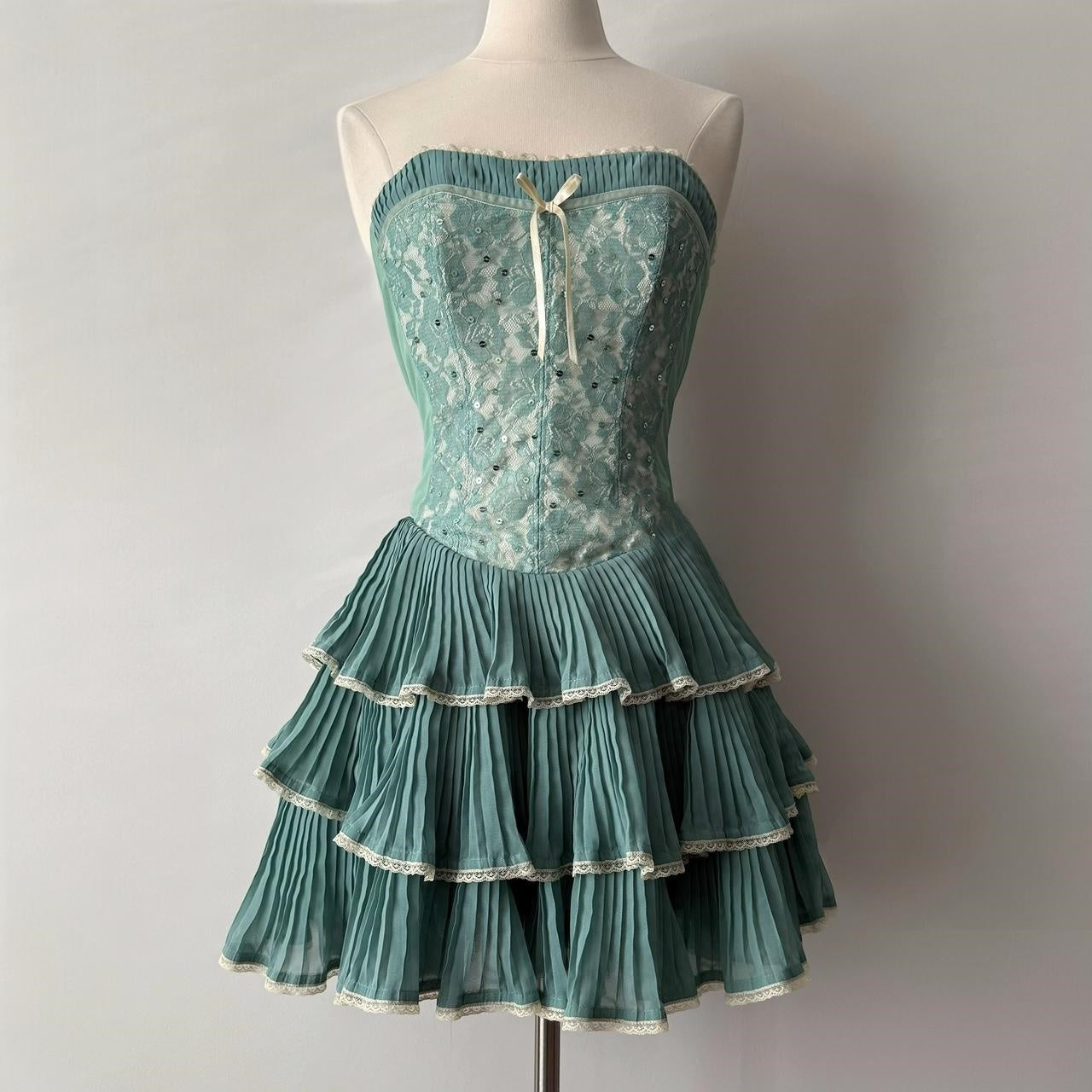 Blue Cream Dress Garden Fairy Vintage Corset Top Ruffled Tiered Skirt Short chiffon Women's Homecoming Dress Evening Dress Party Dress gh4121