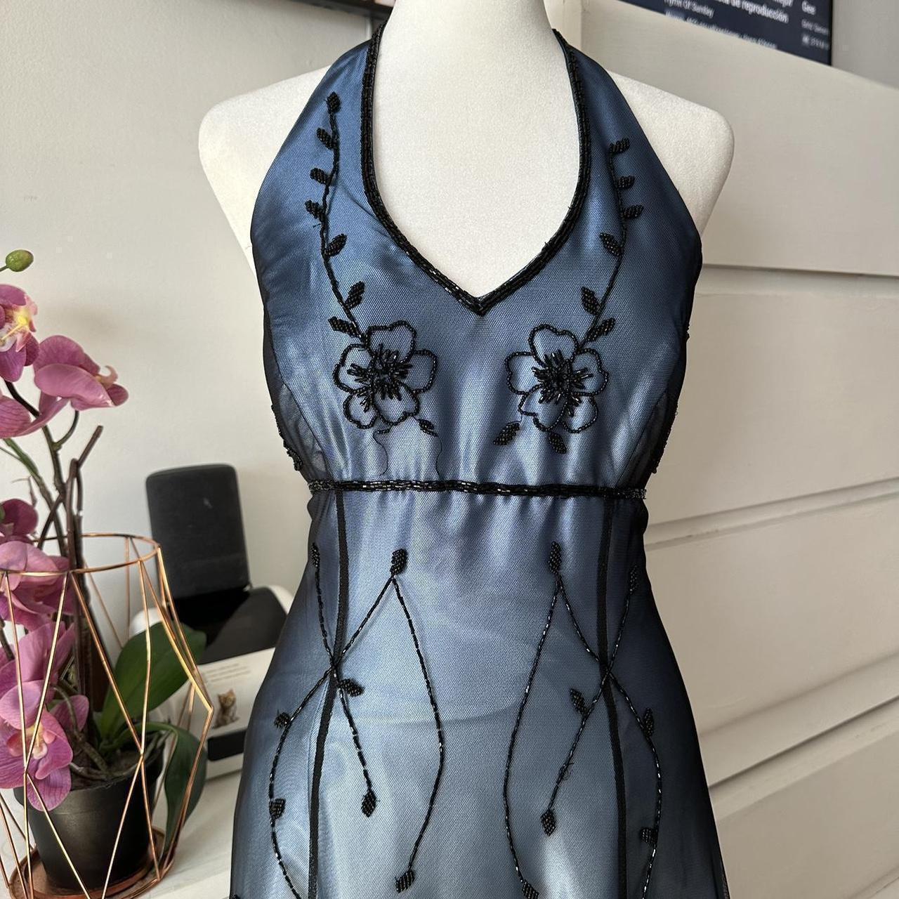 Blau Wunderschöne Vintage Elegante Exquisite Perlen Hosenträger Lange Tüll Ballkleid Abendkleid Partykleid Ballkleid gh3877