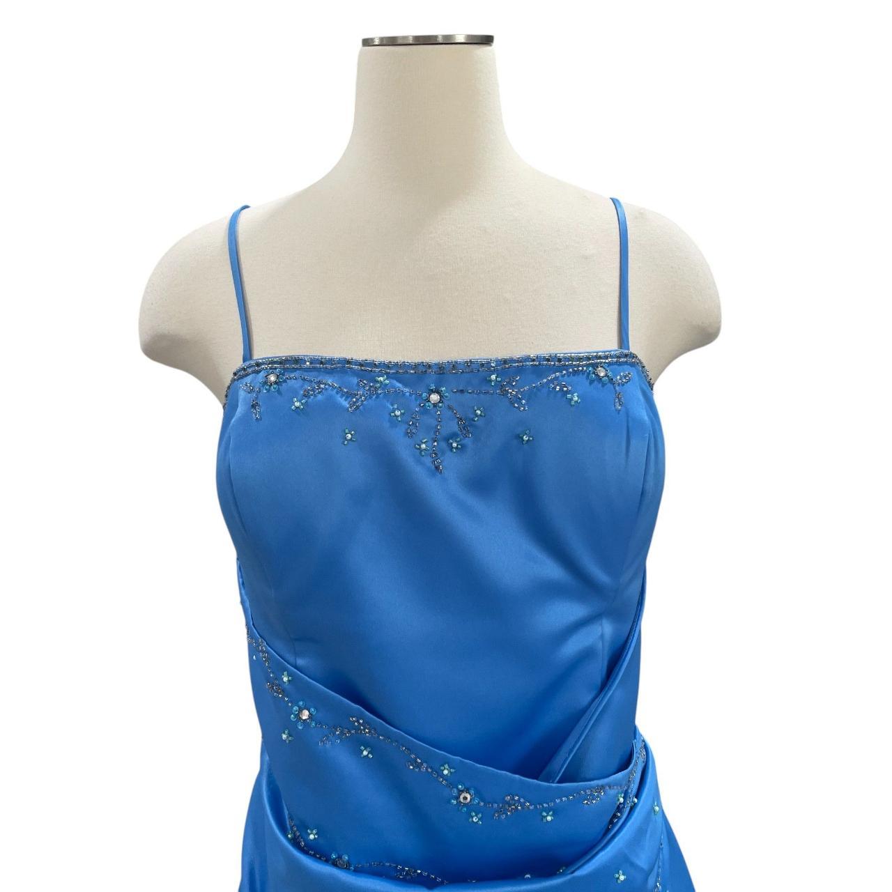 Blue beaded evening gown vintage glam ball gown floral long satin ball gown evening dress party dress gh4351