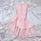 Pink Sweet Ruffle Short Satin Prom Dress Homecoming Dress Formal Dress gh4599