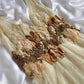 Robe de bal longue en tulle perlé en dentelle florale exquise blanc cassé, robe de soirée, robe de demoiselle d'honneur gh3531