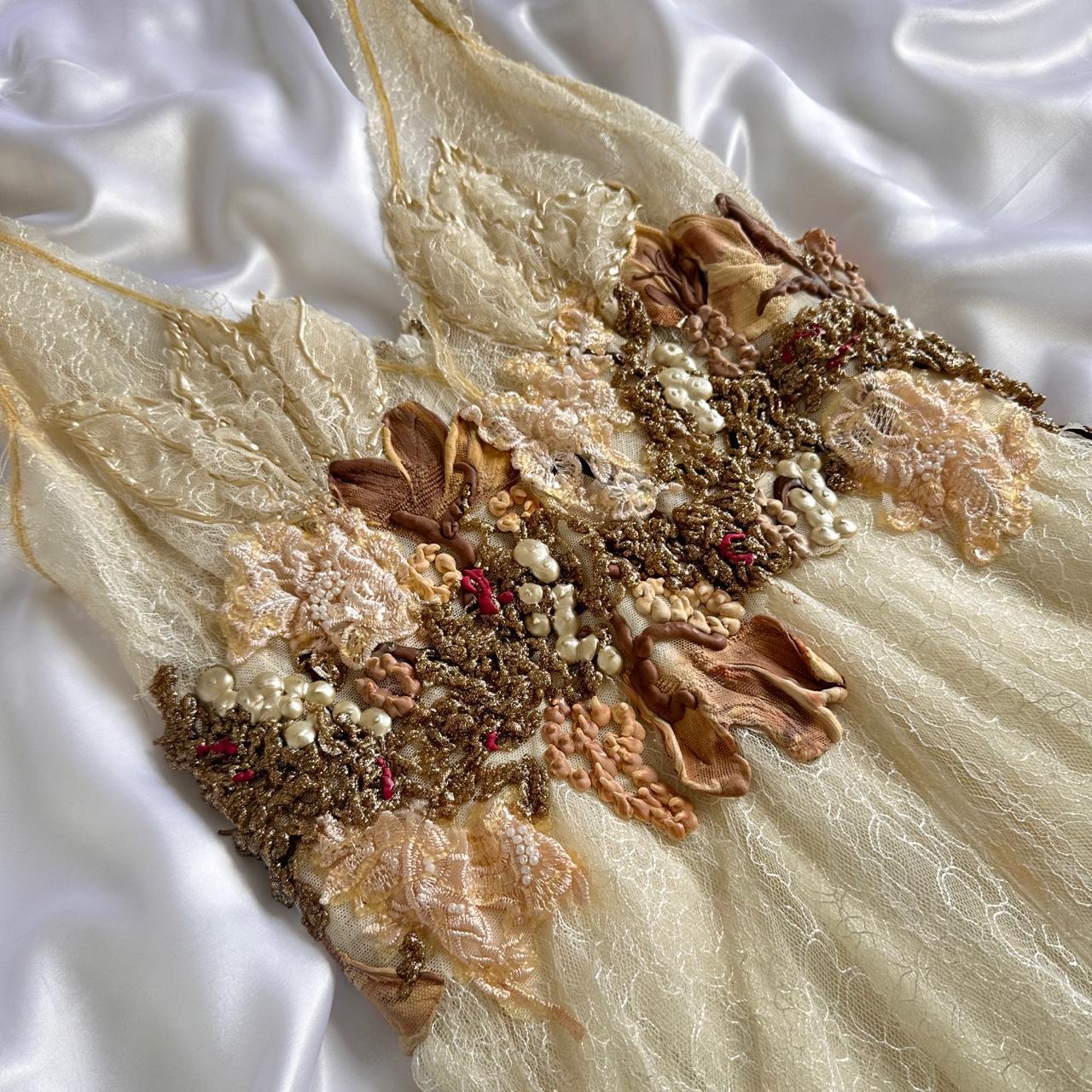 Robe de bal longue en tulle perlé en dentelle florale exquise blanc cassé, robe de soirée, robe de demoiselle d'honneur gh3531