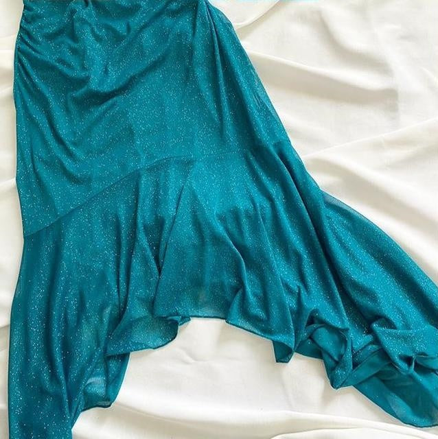 Blue Sparkling Fairy Short Chiffon Homecoming Dress Birthday Dress gh4664