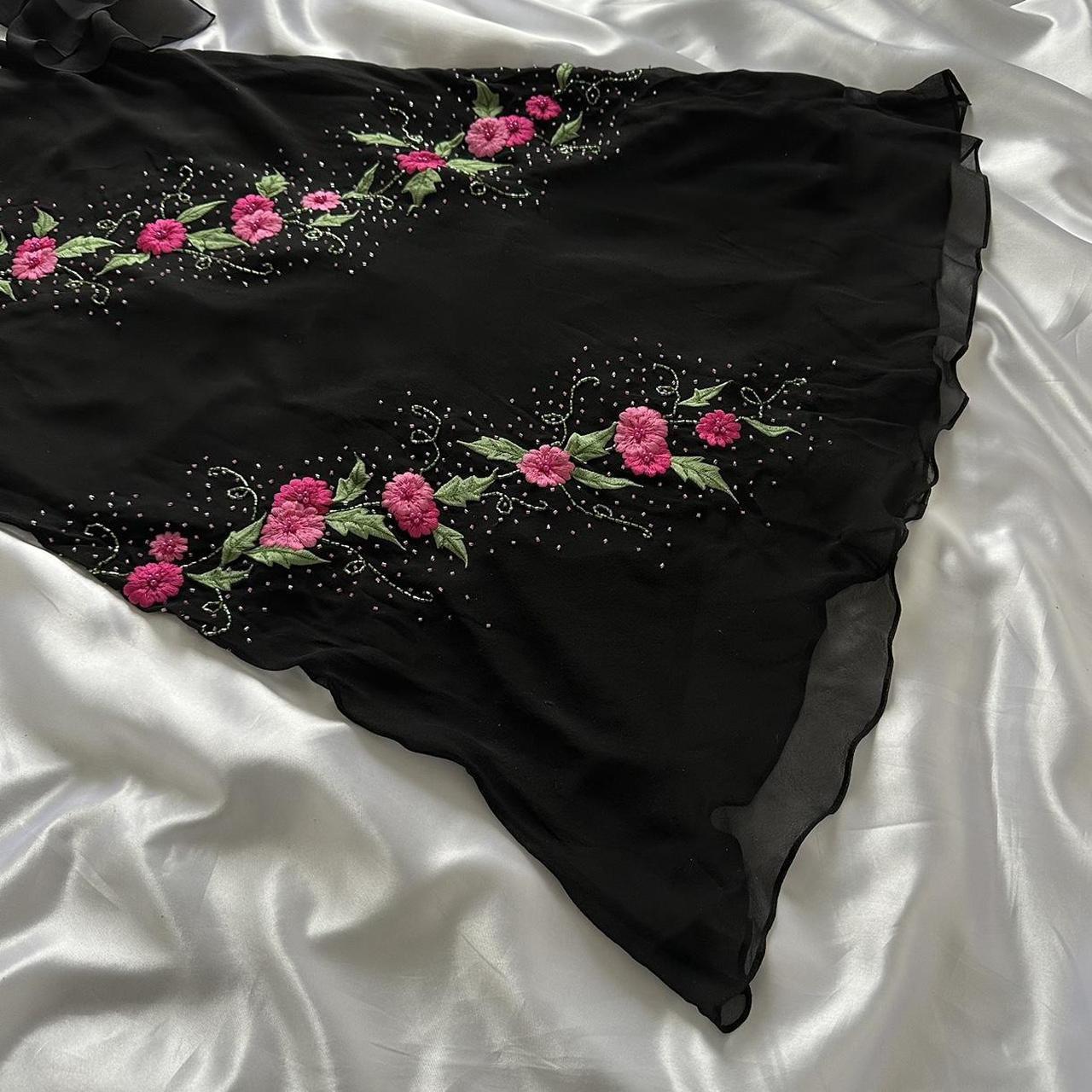 Black gorgeous shiny fashion elegant exquisite floral embroidery long chiffon ball gown evening dress party dress gh3560