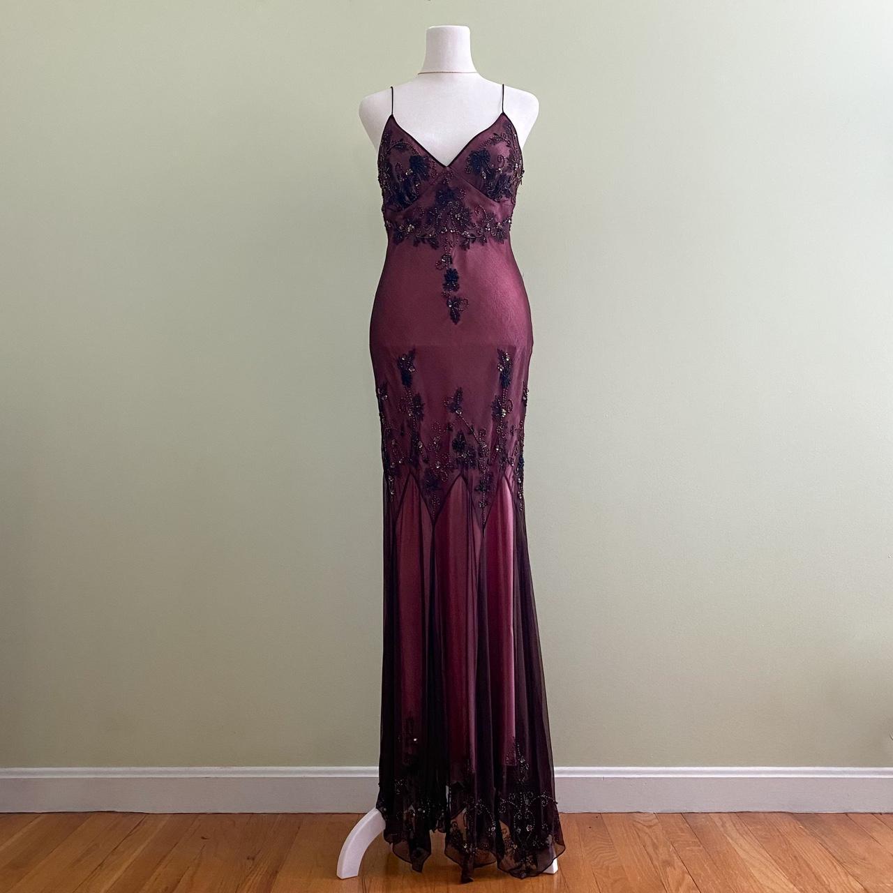 Robe de soirée longue en mousseline de soie rouge foncé, élégante, charmante et exquise, avec perles, gh3552