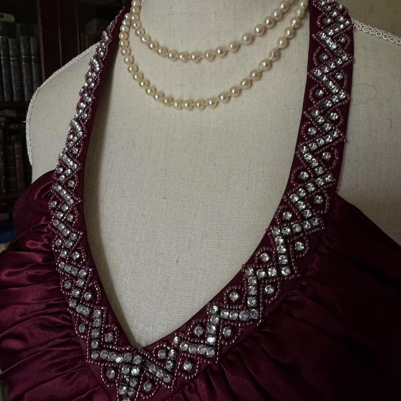 Girlhomeshops--Vintage Burgundy wine red long satin fairy dress prom dress gh5542