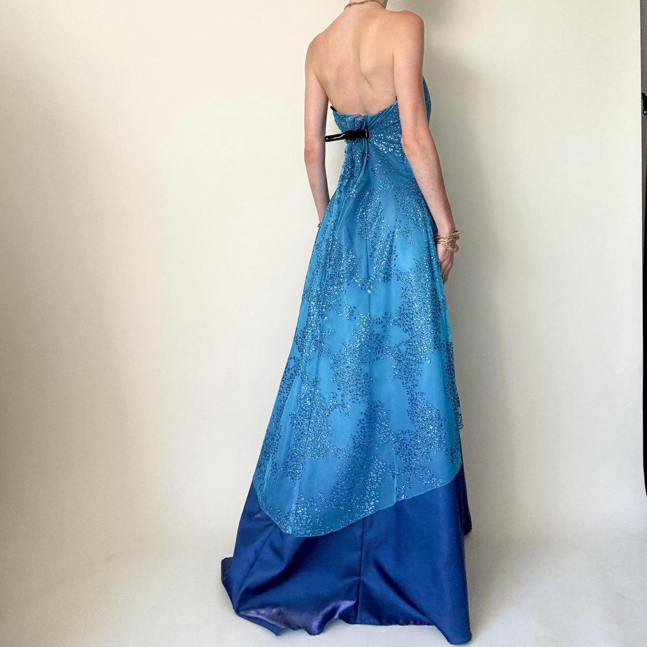 girlhomeshops – Blaues, glänzendes Feenkleid, langes Chiffon-Ballkleid, gh5649