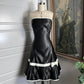 Black retro slim black with white bow tie short formal cocktail dress short homecoming gh4345