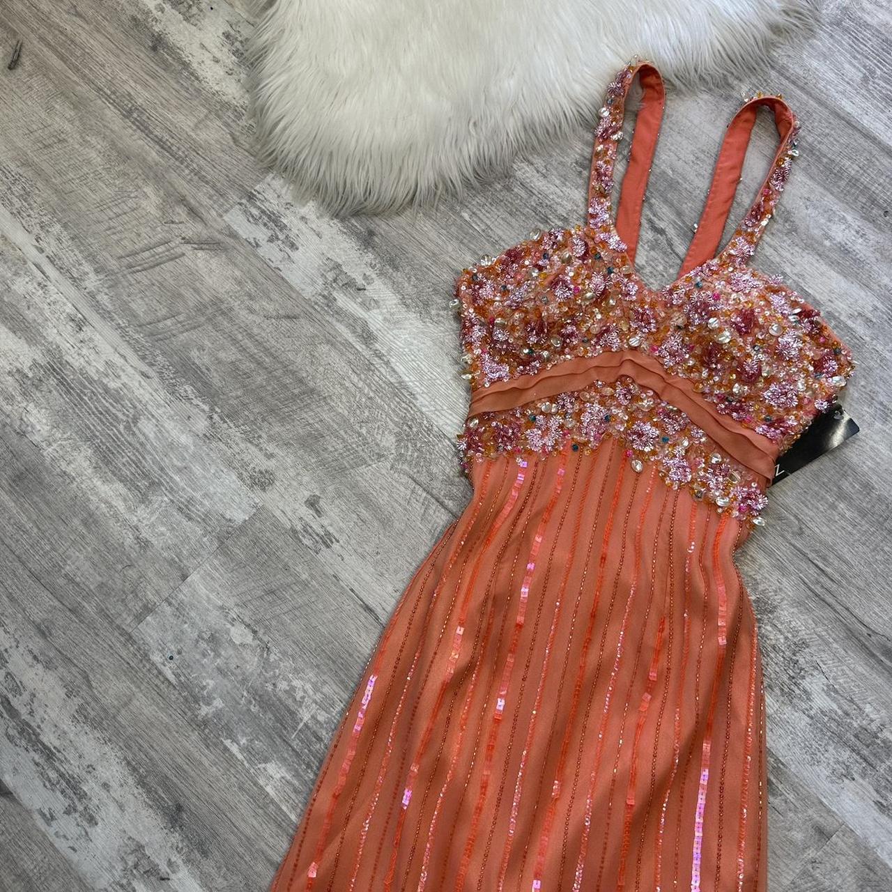 Robe de soirée longue en mousseline de soie orange, superbe et exquise, à fleurs et paillettes, dos nu, pour femme, robe de bal, gh4288